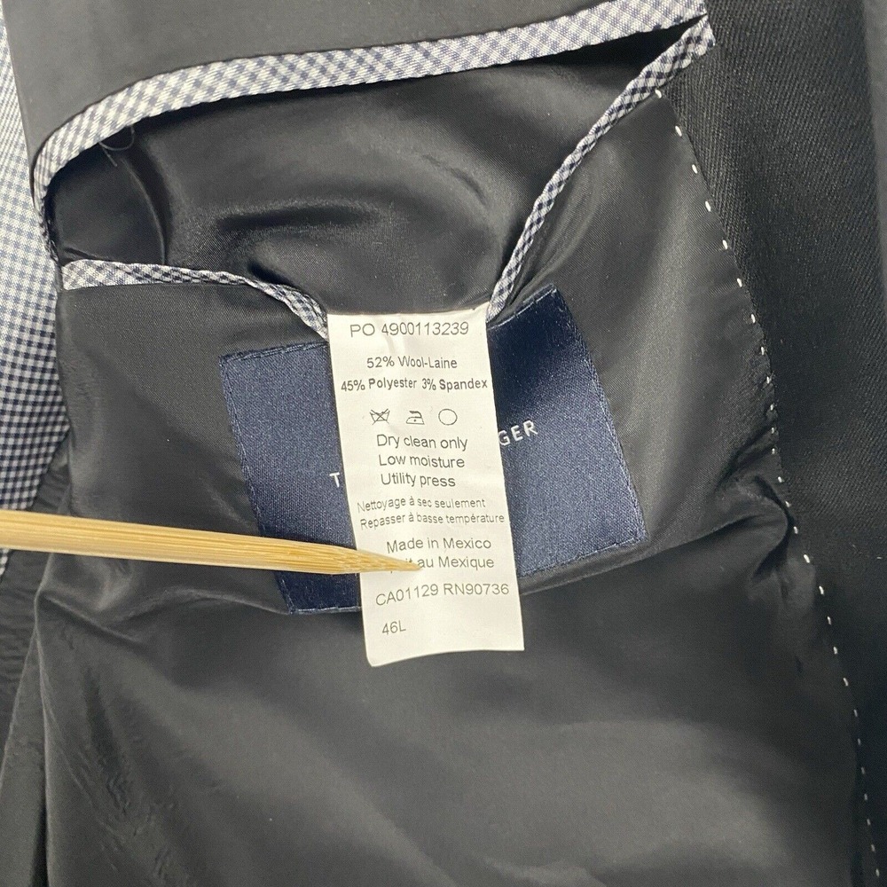 Tommy Hilfiger Jacket Mens 46L Black Blazer Wool Blend Solid Button Office - Picture 11 of 12